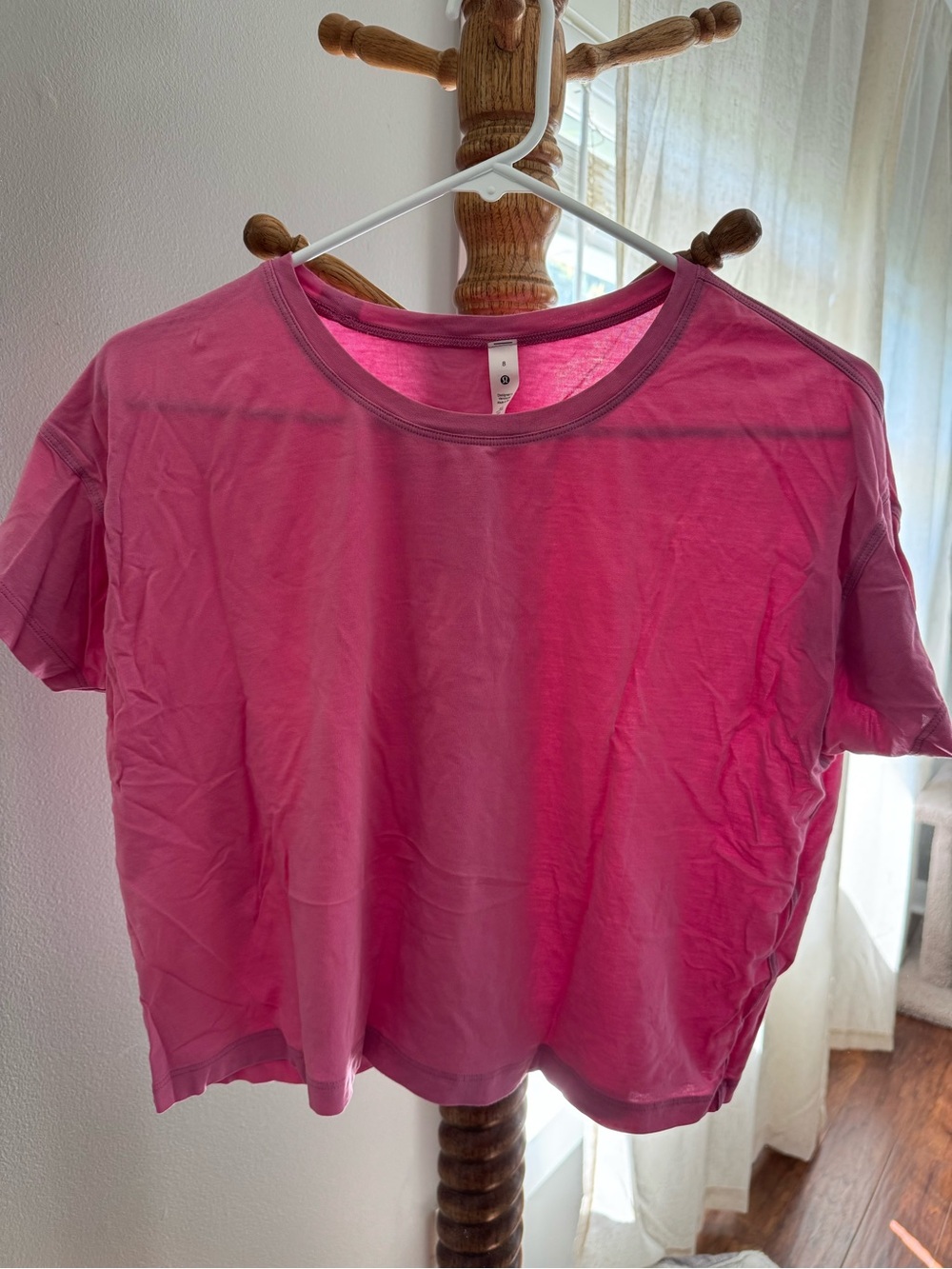 lululemon athletica Pink Short Sleeve Crop Crew Tee
